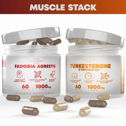 Muscle Stack – Testosterone Booster for Men - 2000Mg Turkesterone, Tongkat Ali & Fadogia Agrestis – Strength, Stamina, Energy, Muscle Growth & Recovery Support – Men'S T Booster Pills, Lab Tested, 120 Capsules