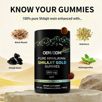 1 Bottle of Shilajit Gummies Vegetarianism Regulates Immunity Balances Nutrition and Maintains Energy and Health