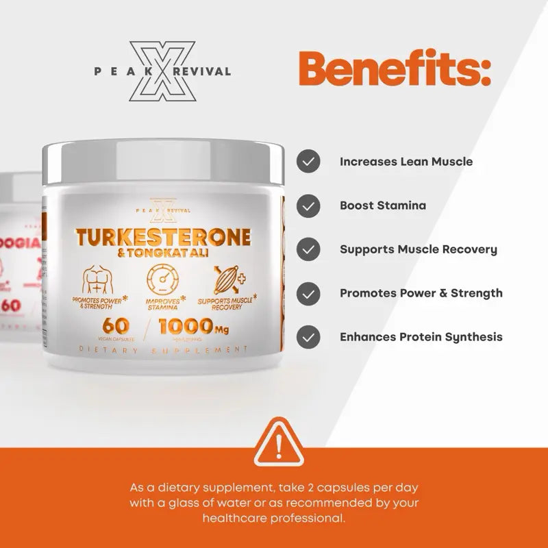 Muscle Stack – Testosterone Booster for Men - 2000Mg Turkesterone, Tongkat Ali & Fadogia Agrestis – Strength, Stamina, Energy, Muscle Growth & Recovery Support – Men'S T Booster Pills, Lab Tested, 120 Capsules